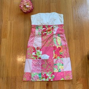 Lilly Pulitzer patchwork pink white plaid dress